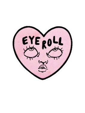 Pink 'EYE ROLL' Heart Face Graphic Sticker